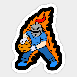 Cute cartoon knight playing basketball Sticker